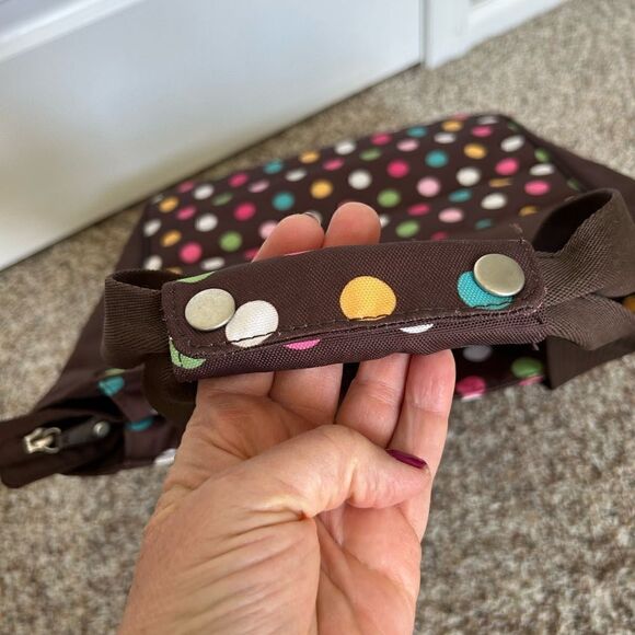 Pottery Barn Brown Polka Dots Travel Tote Bag and Small Toiletry Cosmetic Bag - Picture 7 of 14